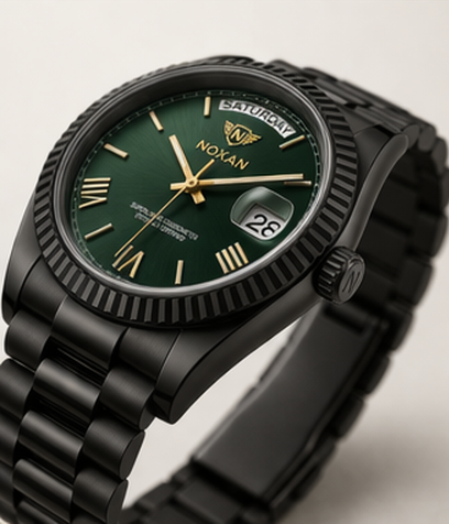 Green Dial Luxury Watch With Stylish Black Strap For Men - Image 2