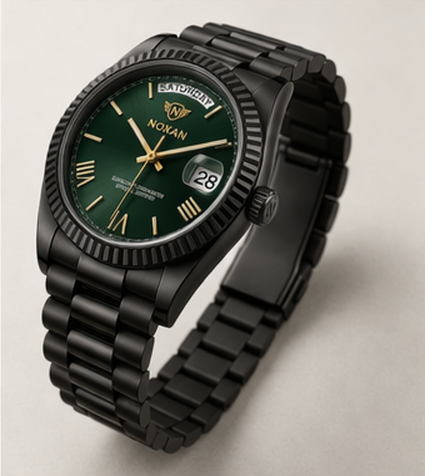 Green Dial Luxury Watch With Stylish Black Strap For Men - Image 3