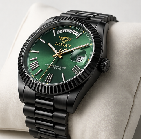 Green Dial Luxury Watch With Stylish Black Strap For Men - Image 4