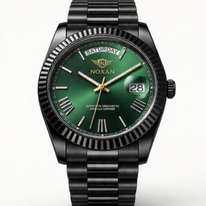 Green Dial Luxury Watch With Stylish Black Strap For Men