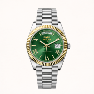 Green Dial Watch With Stylish Stainless Steel Strap For Men